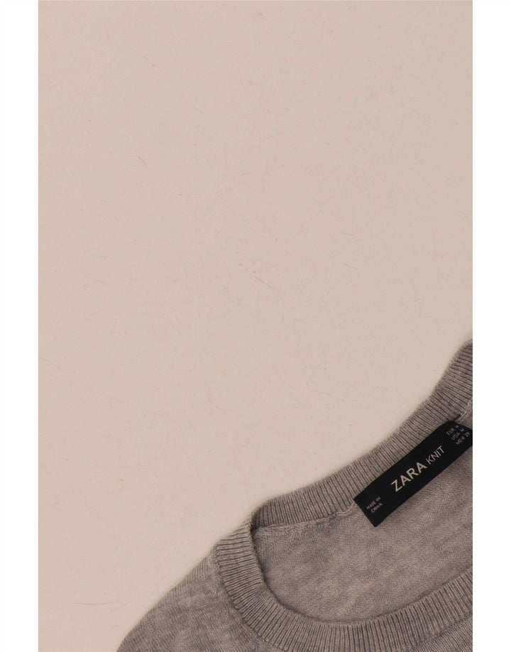 Zara Womens Crew Neck Jumper Sweater UK 14 Medium Grey