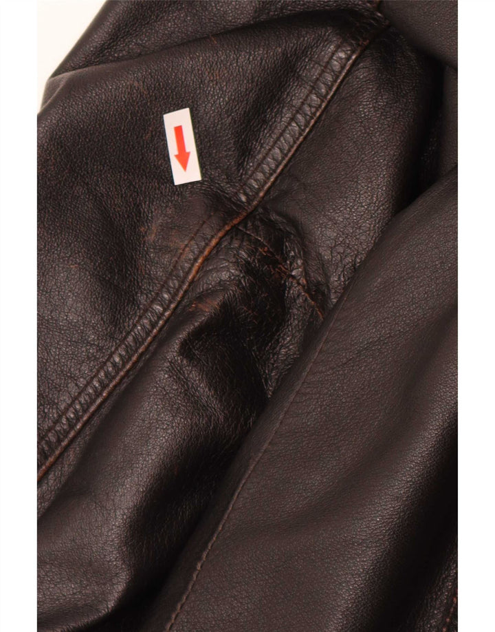 Vintage Mens Leather Bomber Jacket IT 52 XL Brown Retro