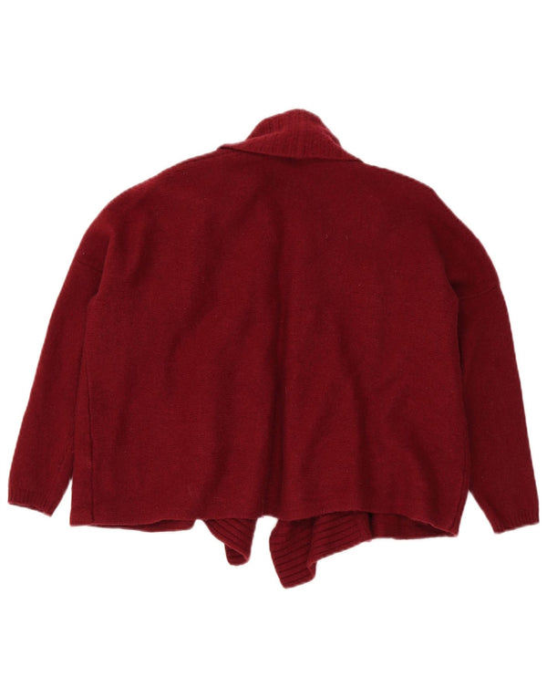Massimo Dutti Womens Crop 3/4 Sleeve Cardigan Sweater UK 14 Medium Burgundy