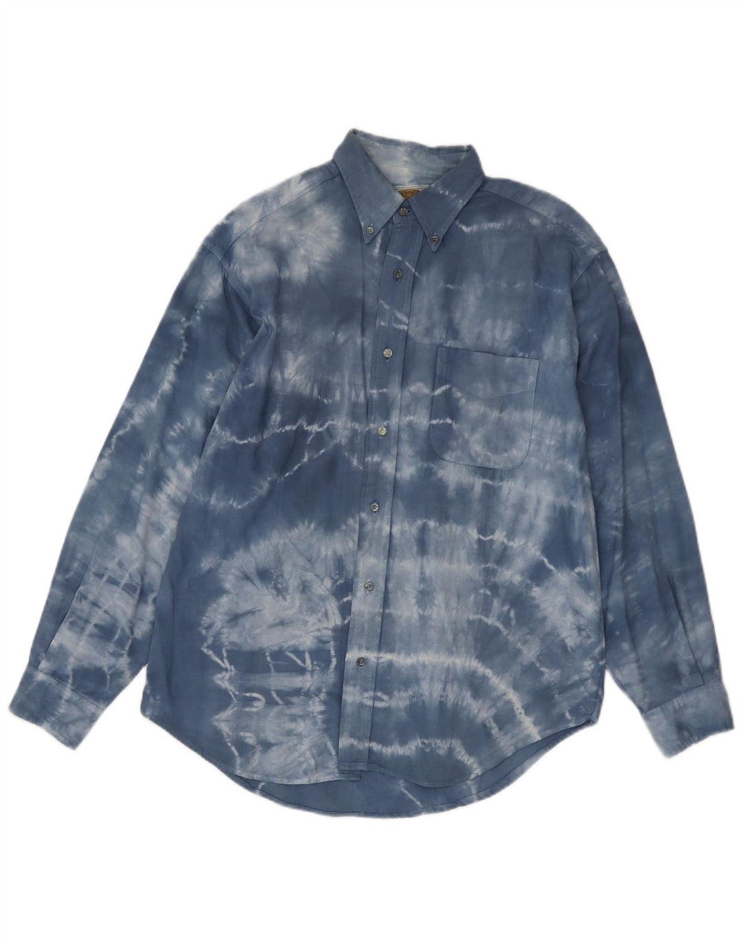 Vintage Mens Shirt Small Blue Tie Dye Cotton