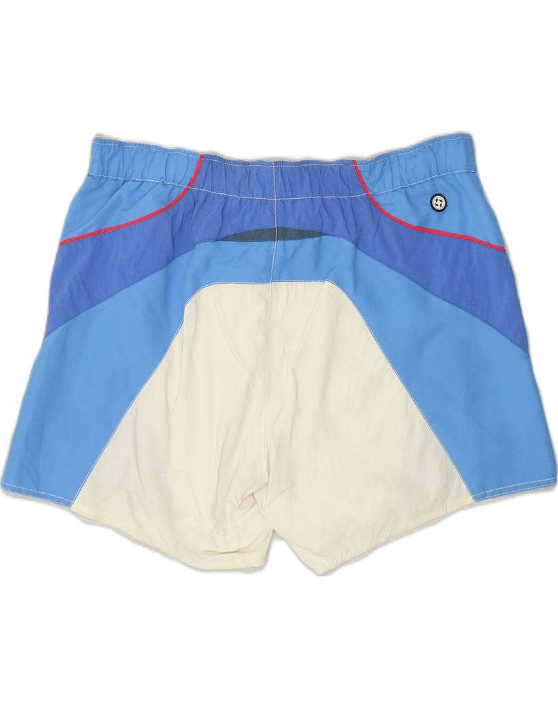 COLMAR Mens Graphic Swimming Shorts IT 54 2XL Blue Colourblock Polyester | Vintage Colmar | Thrift | Second-Hand Colmar | Used Clothing | Messina Hembry 