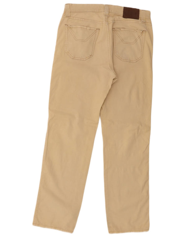 Jeckerson Mens Straight Casual Trousers W32 L30 Beige Cotton