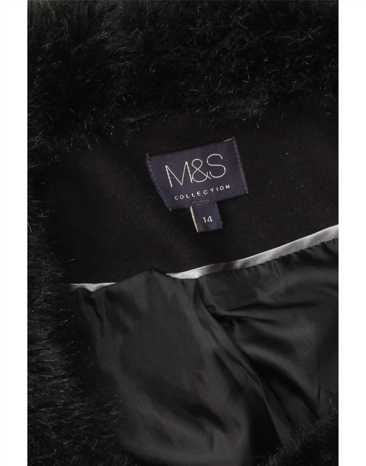MARKS & SPENCER Womens Overcoat UK 14  Large Grey Polyester Vintage Marks & Spencer and Second-Hand Marks & Spencer from Messina Hembry 