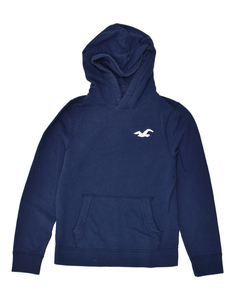 HOLLISTER Mens Graphic Hoodie Jumper Medium Navy Blue Cotton | Vintage Hollister | Thrift | Second-Hand Hollister | Used Clothing | Messina Hembry 