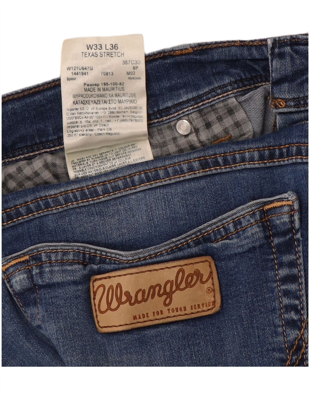 WRANGLER Womens Texas Stretch Straight Jeans W33 L31 Blue Cotton
