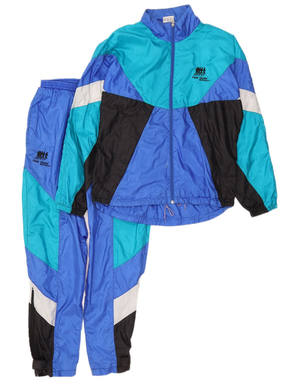 Frank Shorter Mens Full Tracksuit Medium Blue Colourblock Nylon