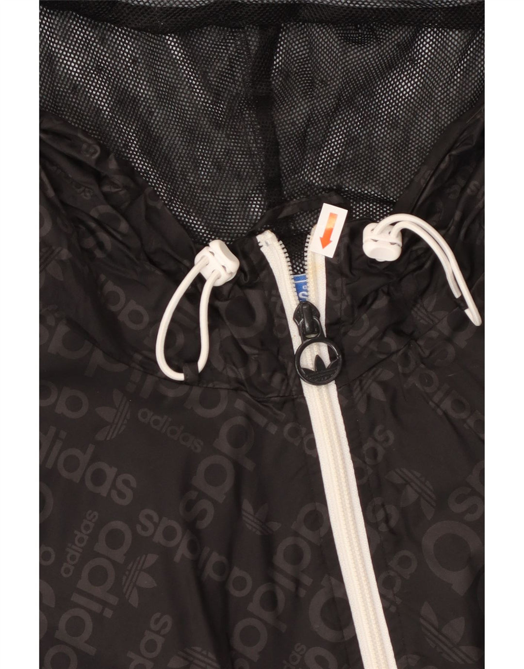 ADIDAS Mens Graphic Hooded Rain Jacket UK 38 Medium Black Polyamide