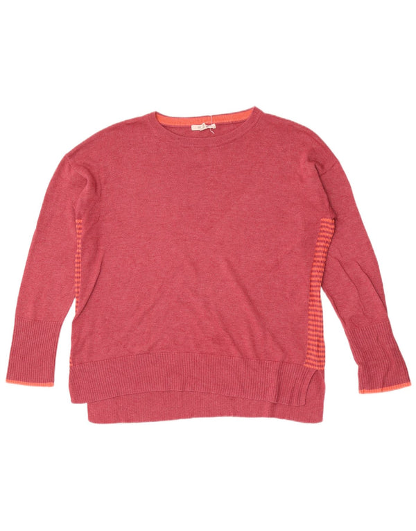 White Stuff Womens Boat Neck Jumper Sweater UK 14 Large Pink Striped Cotton
