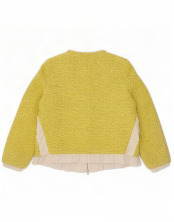 Zara Womens Full Zip Blazer Jacket UK 14 Medium Yellow Colourblock