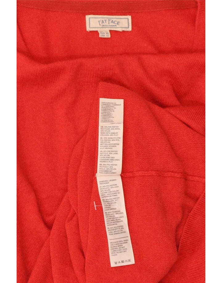 Fat Face Womens Boat Neck Jumper Sweater UK 14 Medium Red Polyester