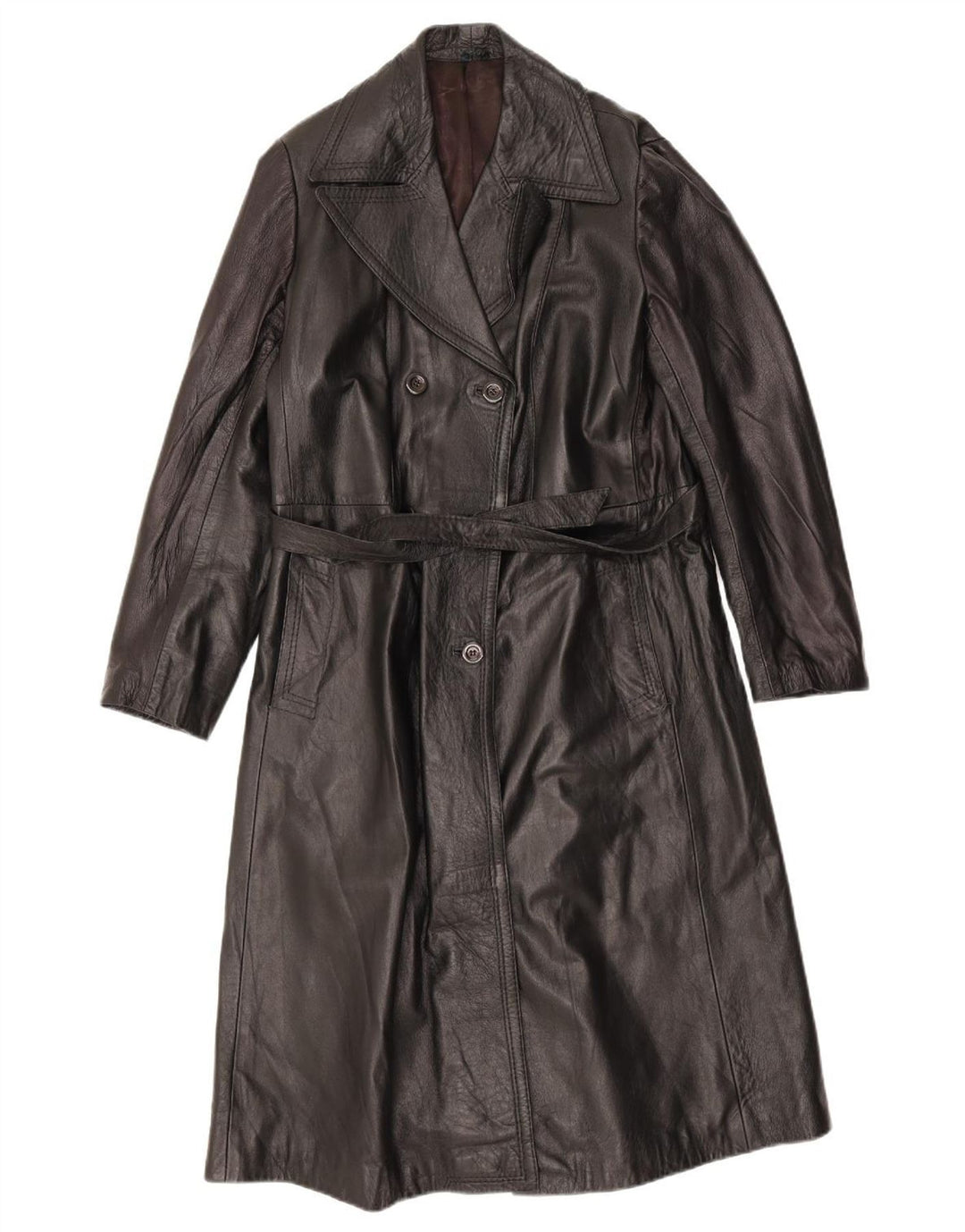 Vintage Womens Leather Coat UK 18 XL Black