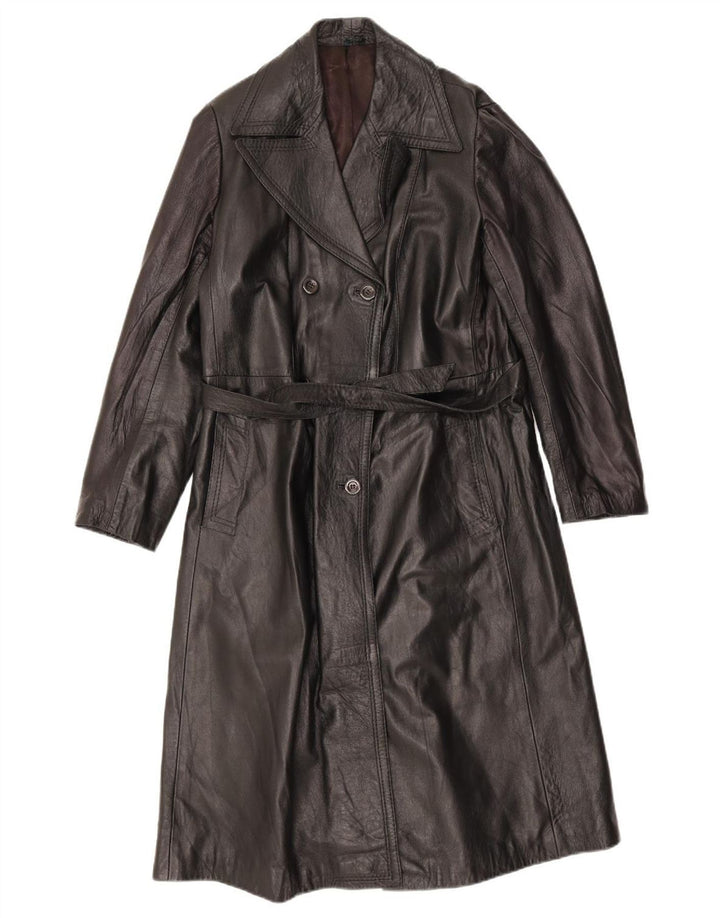 Vintage Womens Leather Coat UK 18 XL Black