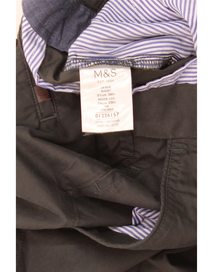 Marks & Spencer Mens Regular Fit Chino Trousers W36 L29 Grey Cotton