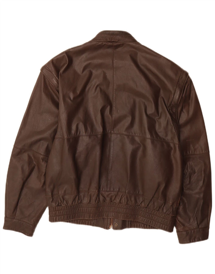 VINTAGE Mens Leather Jacket IT 48 Medium Brown Leather