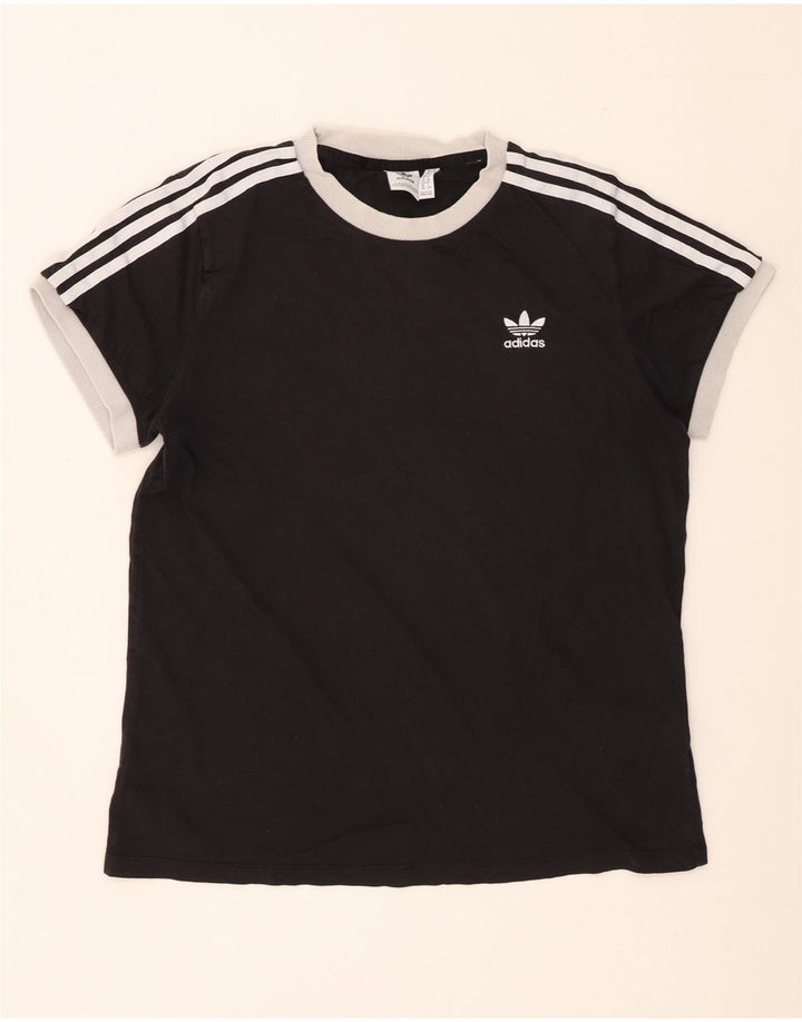 Adidas Womens T-Shirt Top UK 12 Medium Black Cotton
