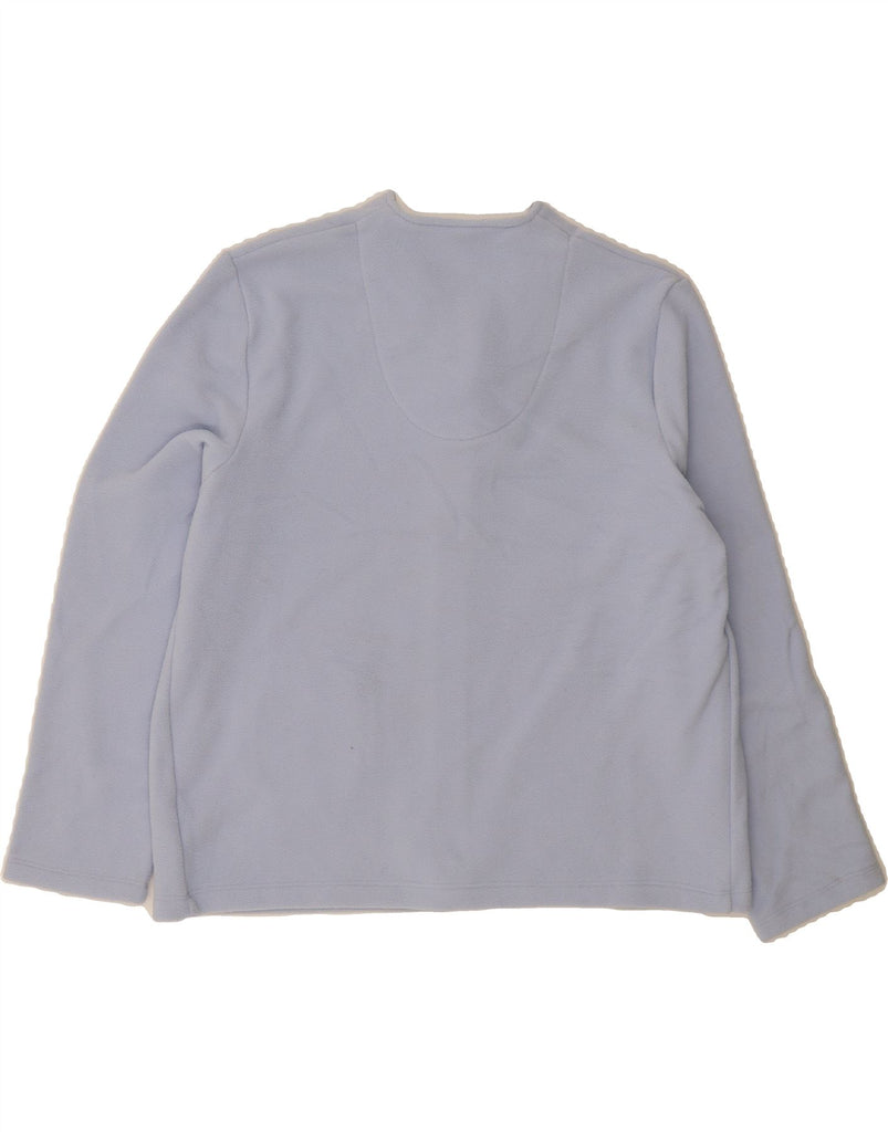 MARKS & SPENCER Womens Fleece Jacket UK 12/14 Medium Blue Floral Polyester Vintage Marks & Spencer and Second-Hand Marks & Spencer from Messina Hembry 