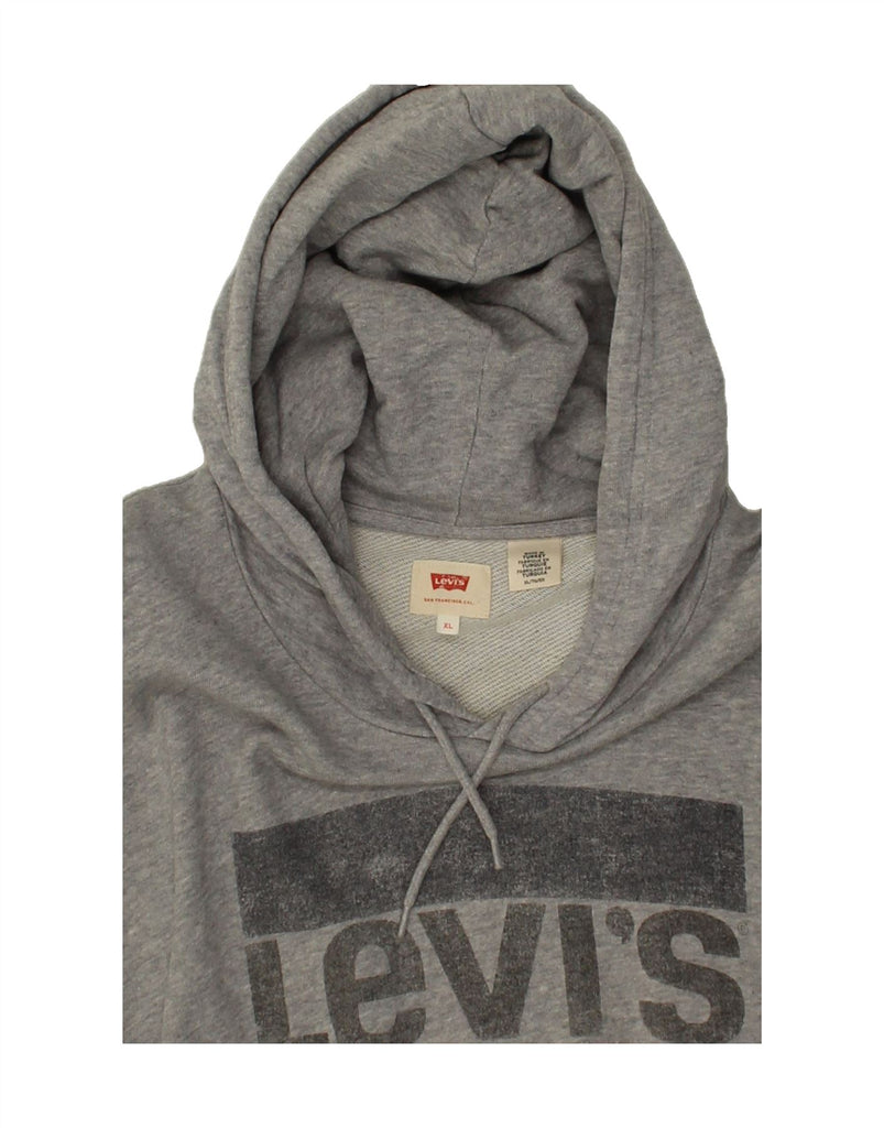 LEVI'S Mens Graphic Hoodie Jumper XL Grey Cotton Vintage Levi's and Second-Hand Levi's from Messina Hembry 