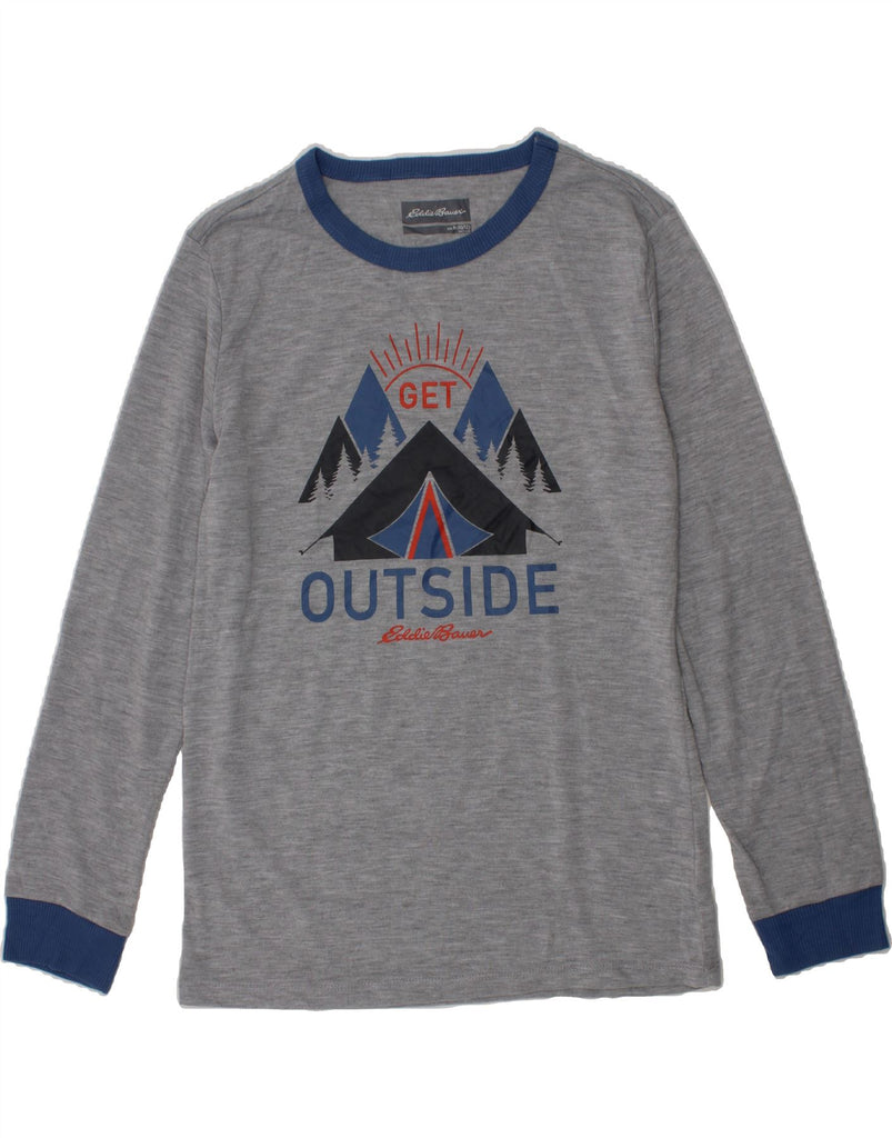 EDDIE BAUER Boys Graphic Top Long Sleeve 10-11 Years Medium  Grey Nature Vintage Eddie Bauer and Second-Hand Eddie Bauer from Messina Hembry 