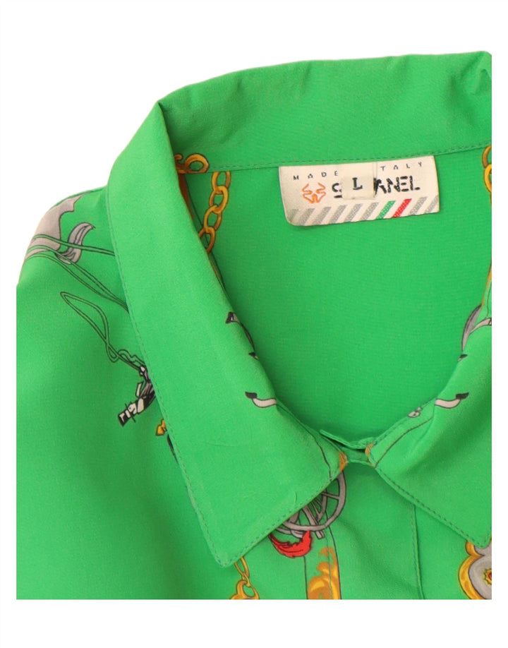 Stefanel Womens Abstract Pattern Oversized Shirt Blouse UK 16 Large Green