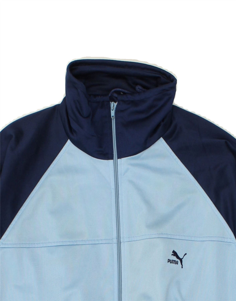 PUMA Mens Graphic Tracksuit Top Jacket Large Blue Colourblock Polyester Vintage Puma and Second-Hand Puma from Messina Hembry 