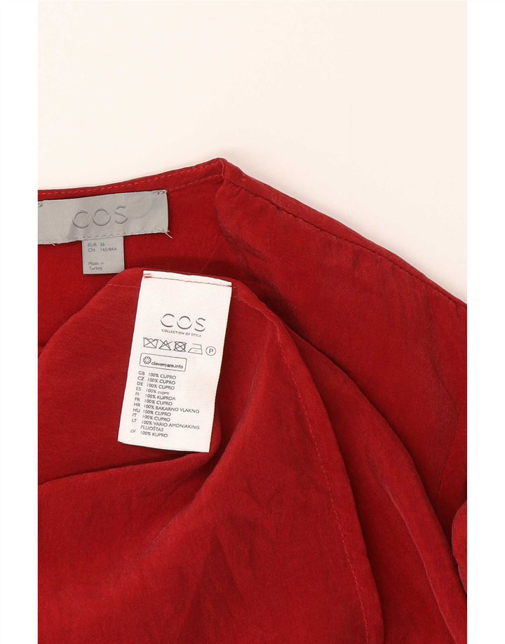 Cos Womens Long Sleeve Loose Fit Basic Dress EU 36 Small Red Cupro