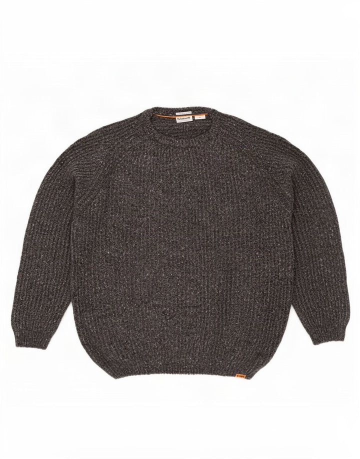 Timberland Mens Crew Neck Jumper Sweater Large Grey Flecked Wool