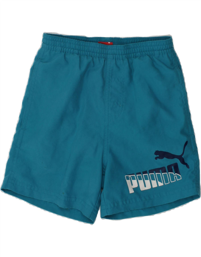 PUMA Boys Graphic Sport Shorts 5-6 Years Turquoise | Vintage Puma | Thrift | Second-Hand Puma | Used Clothing | Messina Hembry 