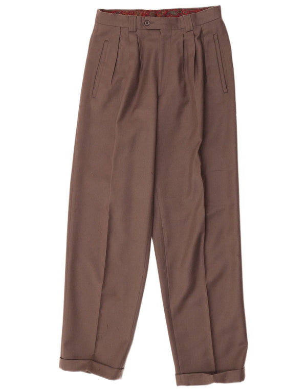 Vintage Mens Straight Pegged Suit Trousers IT 44 XS W27 L31 Brown
