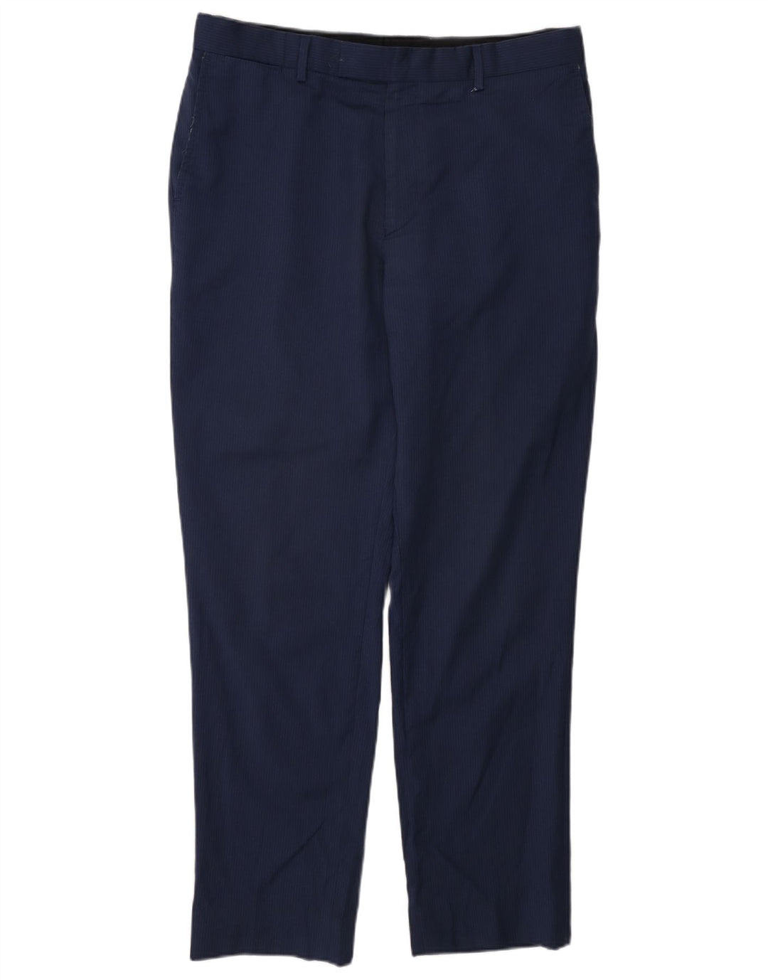 Jaeger Mens Slim Chino Trousers W34 L30 Navy Blue Striped Wool