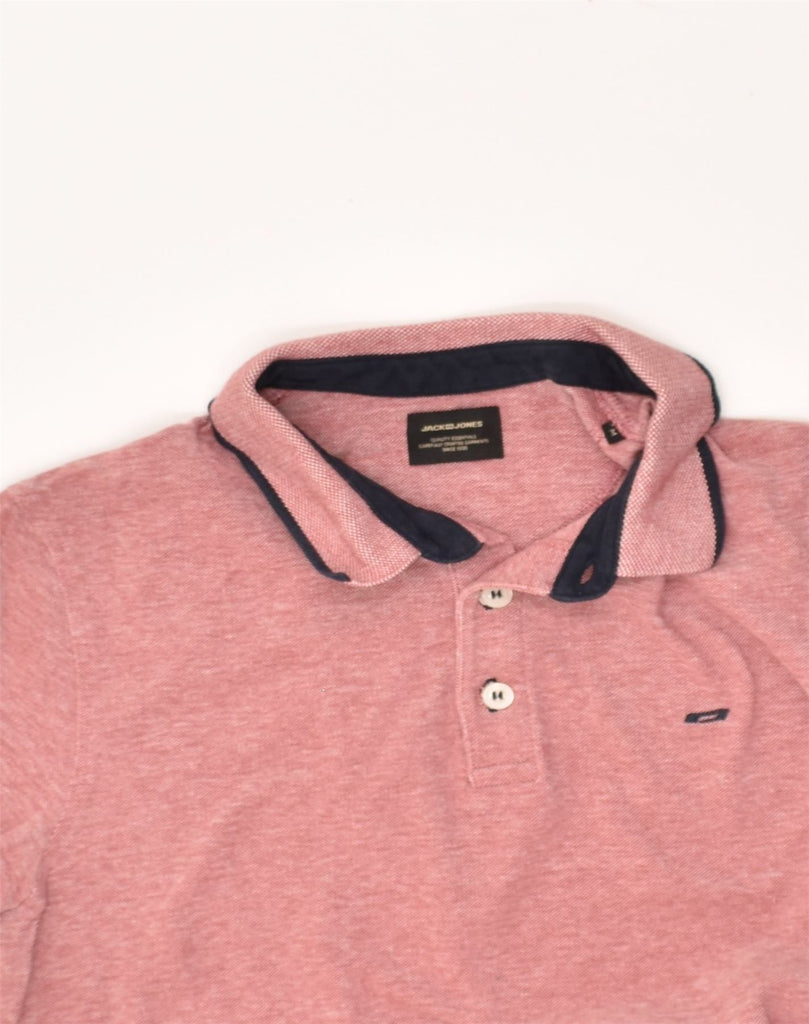 JACK & JONES Mens Polo Shirt Medium Pink Cotton | Vintage Jack & Jones | Thrift | Second-Hand Jack & Jones | Used Clothing | Messina Hembry 