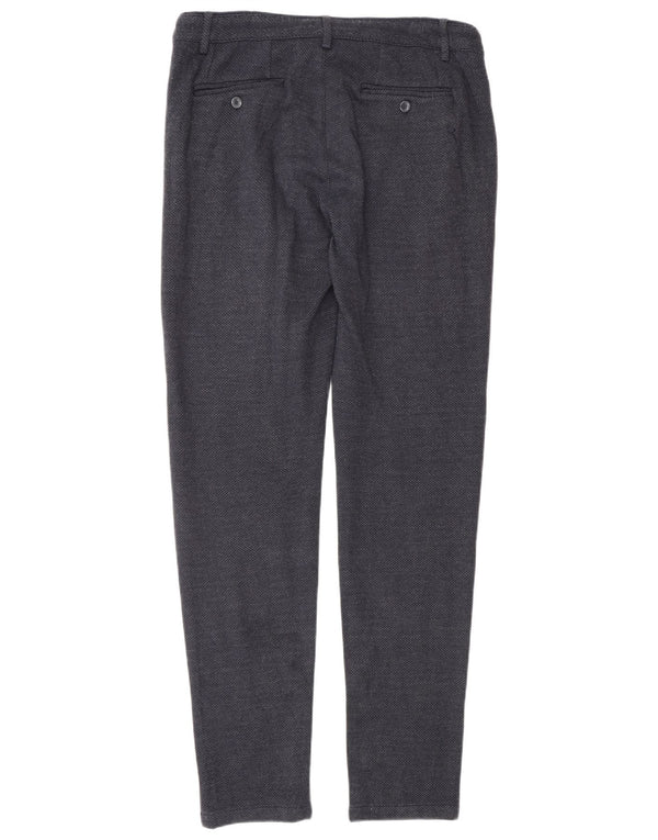 Chervo Mens Slim Chino Trousers IT 50 Large W32 L34 Navy Blue Cotton