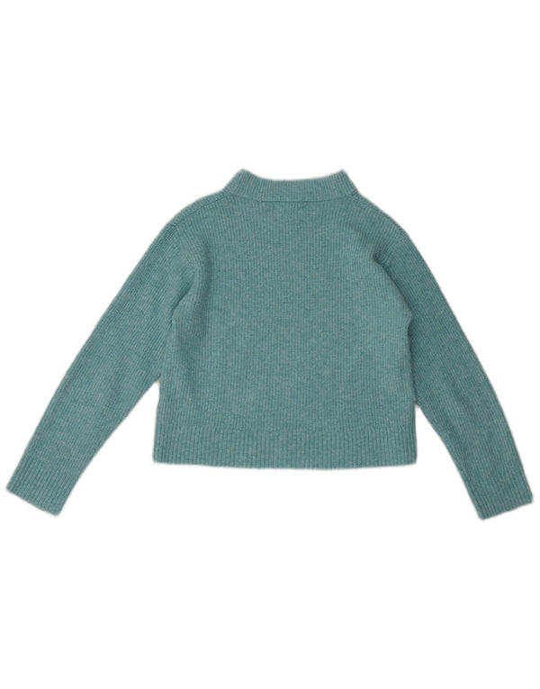 Zara Girls Crop Boat Neck Jumper Sweater 11-12 Years Blue Polyester