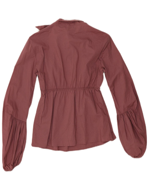 Benetton Womens Front Tie Long Sleeve Blouse Top UK 10 Small Pink