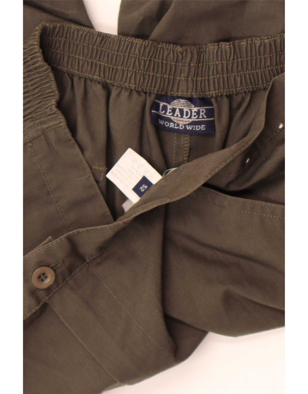 Leader Mens Casual Shorts W34 Large Khaki Polyester