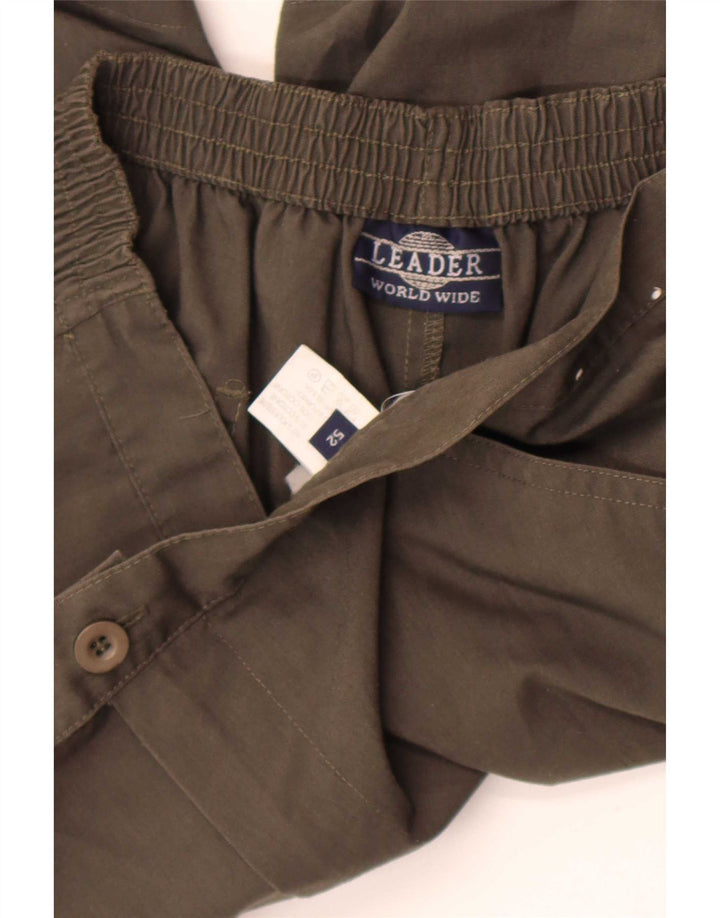 Leader Mens Casual Shorts W34 Large Khaki Polyester