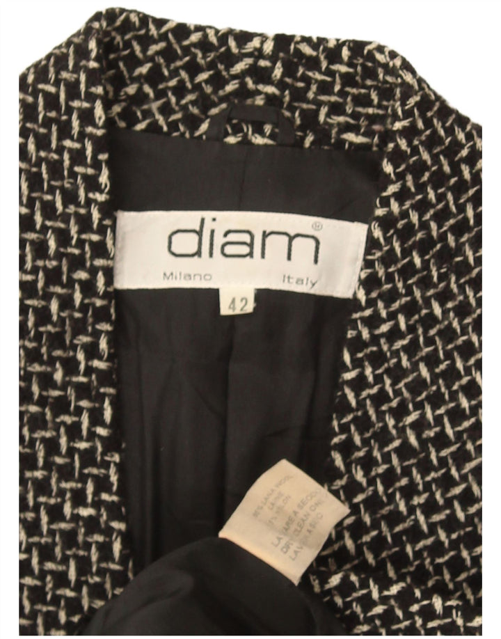 Vintage Womens 3 Button Blazer Jacket IT 42 Medium Black Wool