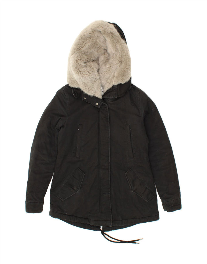 PENN-RICH Womens Hooded Parka Jacket UK 6 XS Black Polyester Vintage Penn-rich and Second-Hand Penn-rich from Messina Hembry 
