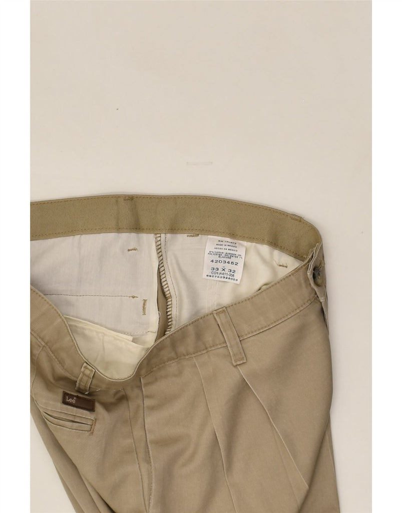 LEE Mens Custom Fit Pegged Chino Trousers W33 L32 Beige Cotton | Vintage Lee | Thrift | Second-Hand Lee | Used Clothing | Messina Hembry 