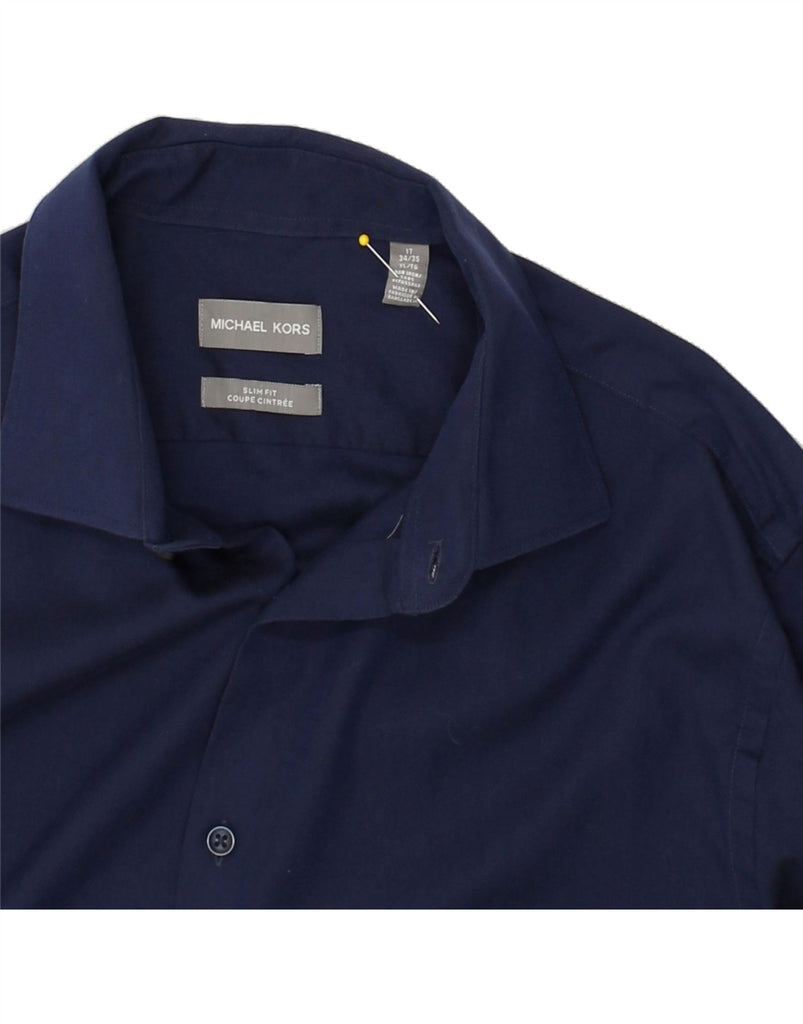 MICHAEL KORS Mens Slim Fit Shirt Size 17 XL Navy Blue Cotton | Vintage Michael Kors | Thrift | Second-Hand Michael Kors | Used Clothing | Messina Hembry 