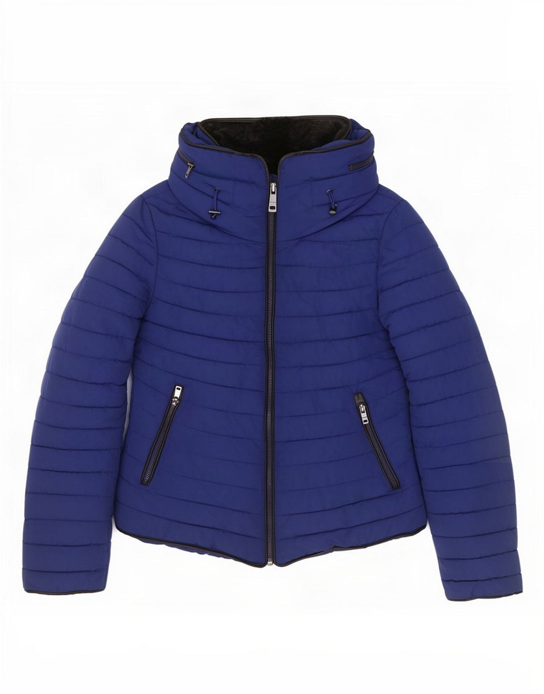 Zara Womens Hooded Padded Jacket UK 10 Small Blue