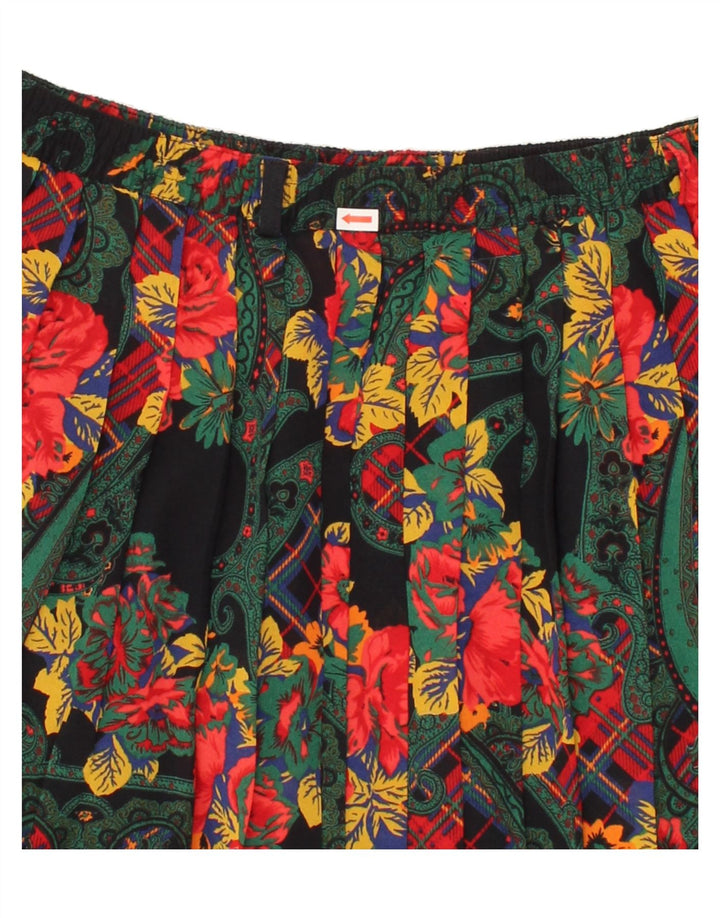 VINTAGE Womens Pleated Skirt IT 42 Medium W30  Black Floral Polyester Vintage Vintage and Second-Hand Vintage from Messina Hembry 
