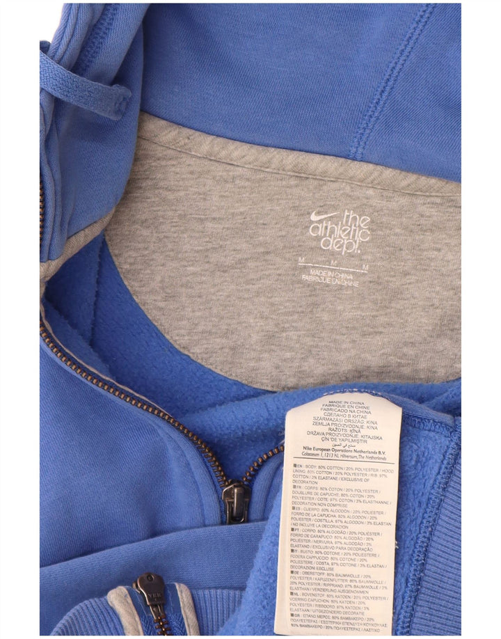 Nike Womens Zip Hoodie Sweater UK 12 Medium Blue Cotton
