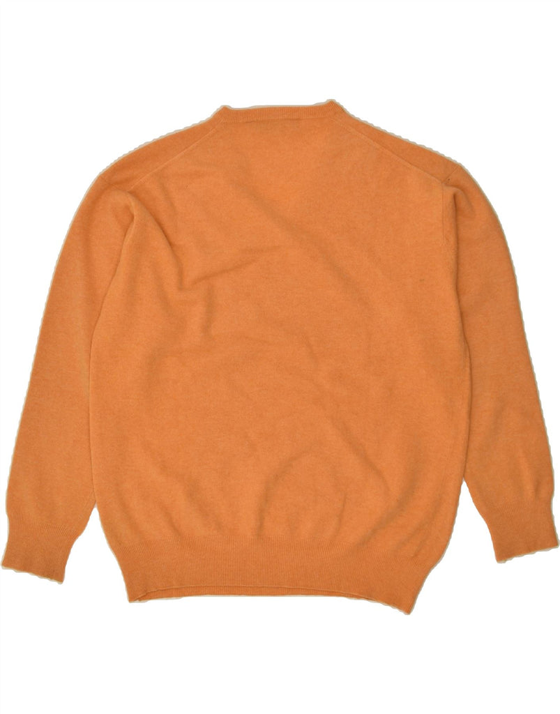 VINTAGE Mens V-Neck Jumper Sweater IT 52 Large Orange Merino Wool | Vintage Vintage | Thrift | Second-Hand Vintage | Used Clothing | Messina Hembry 