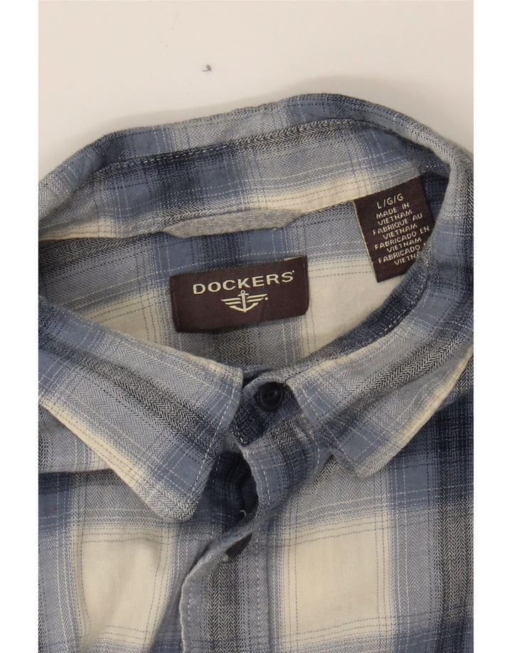 DOCKERS Mens Shirt Large Blue Check Cotton Vintage Dockers and Second-Hand Dockers from Messina Hembry 