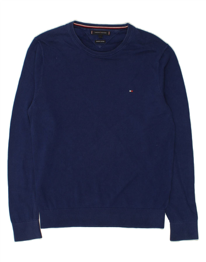 TOMMY HILFIGER Mens Crew Neck Jumper Sweater Small Navy Blue | Vintage Tommy Hilfiger | Thrift | Second-Hand Tommy Hilfiger | Used Clothing | Messina Hembry 