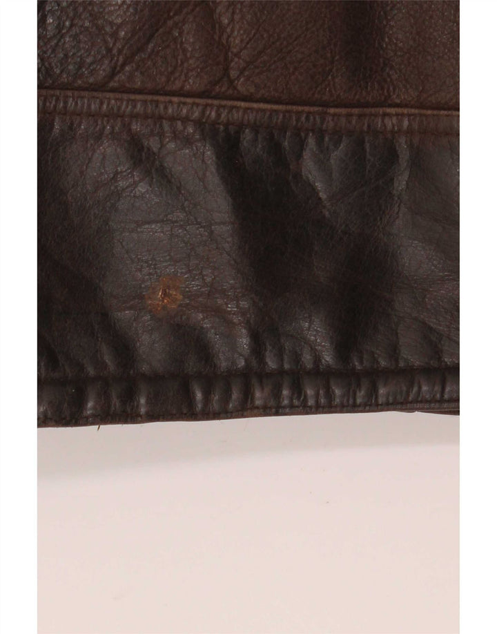 Vintage Mens Sherpa Leather Jacket UK 40 Large Brown