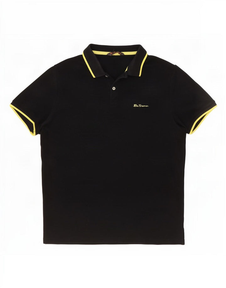 Ben Sherman Mens Polo Shirt Medium Black Cotton