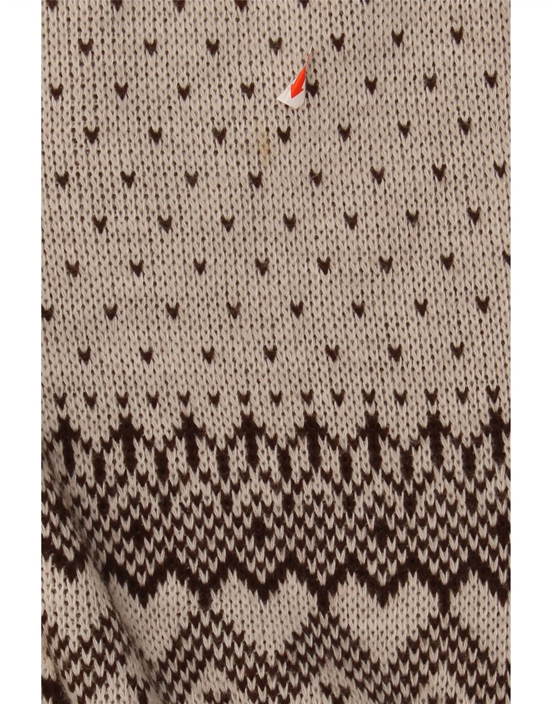 VINTAGE Mens Zip Neck Jumper Sweater IT 48/50 Medium Beige Fair Isle Vintage Vintage and Second-Hand Vintage from Messina Hembry 