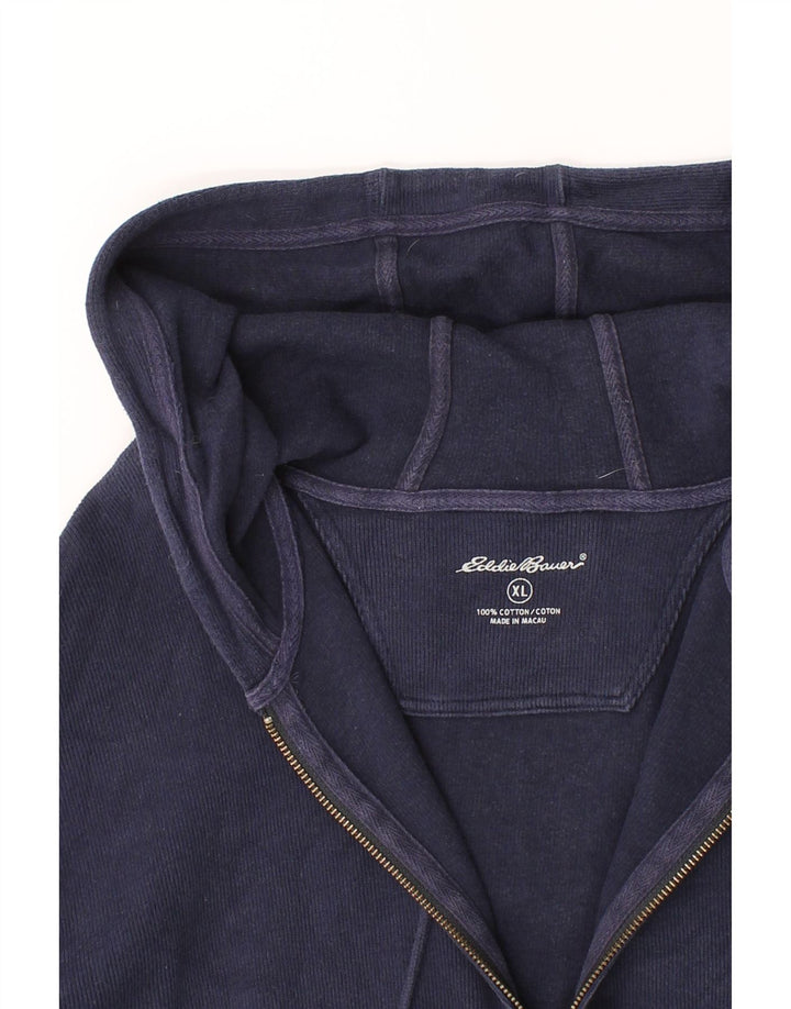 EDDIE BAUER Mens Zip Hoodie Sweater XL Navy Blue Cotton Vintage Eddie Bauer and Second-Hand Eddie Bauer from Messina Hembry 