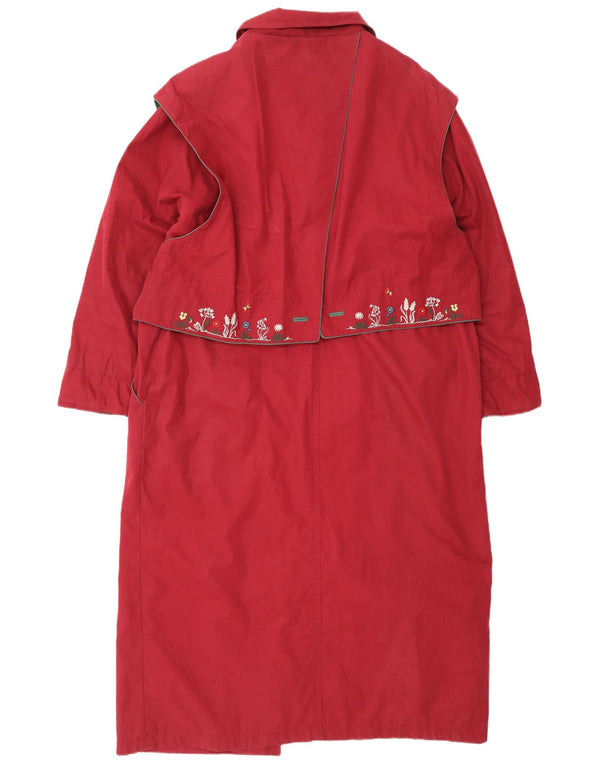 Julius Lang Womens Overcoat UK 16 Large Red Floral Cotton
